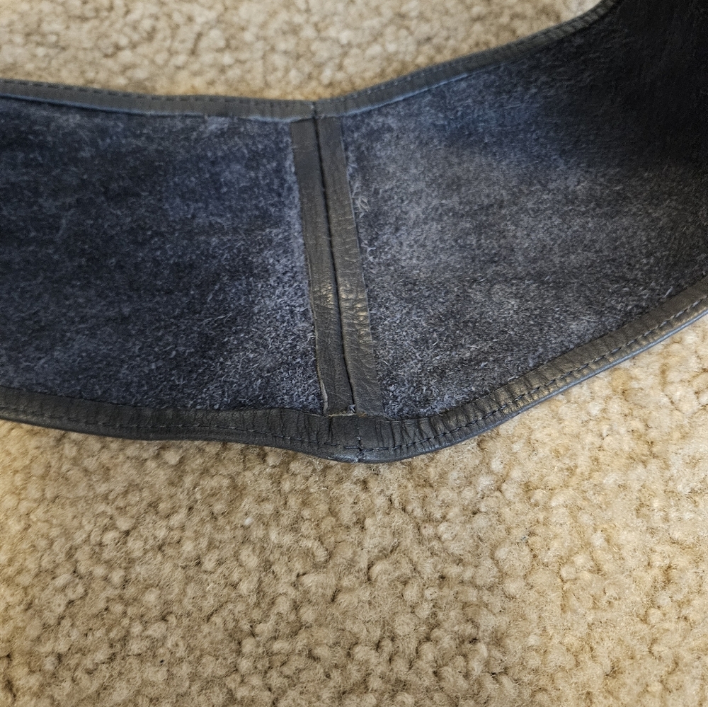 Wide navy leather belt size XS-M - Picture 5 of 6